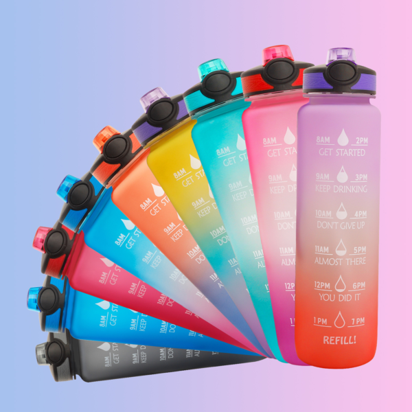 1L Tritan Water Bottle With Time Marker Bounce Cover Motivational Water Bottle Cycling Leak proof Cup For Sports Fitness Bottles