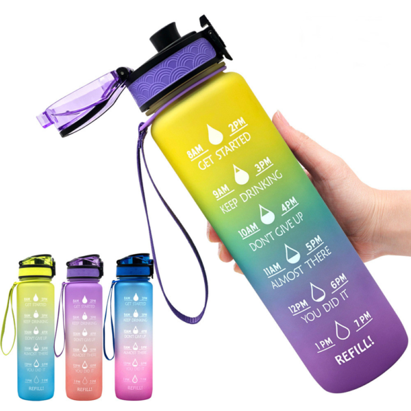 1L Tritan Water Bottle With Time Marker Bounce Cover Motivational Water Bottle Cycling Leak proof Cup For Sports Fitness Bottles - Image 2
