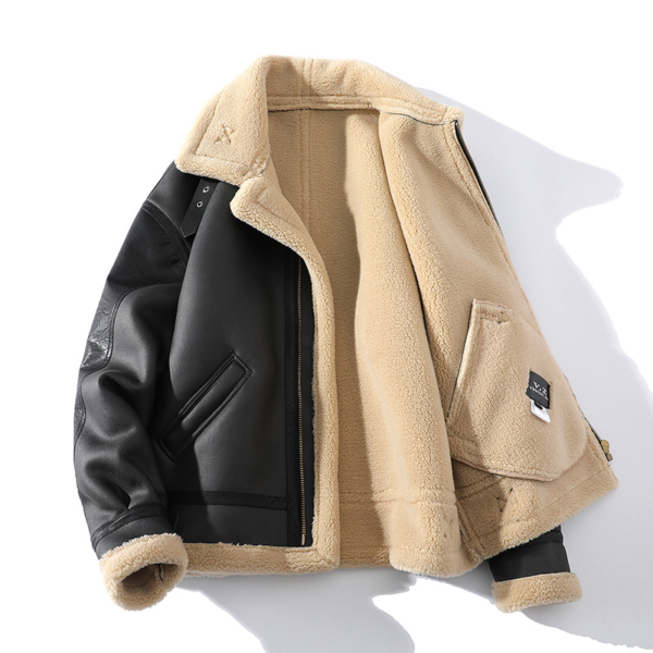 Plus Size Fleece-lined Thicker Fur Integrated Lapel Jacket - Image 3