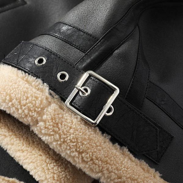 Plus Size Fleece-lined Thicker Fur Integrated Lapel Jacket - Image 4