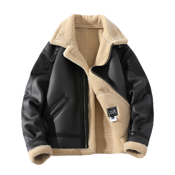 Plus Size Fleece-lined Thicker Fur Integrated Lapel Jacket - Image 5