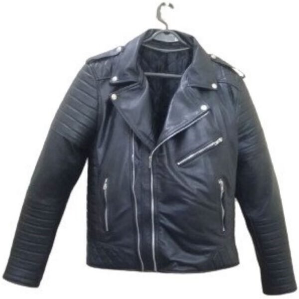 Men's Genuine Lambskin Biker Style Black Leather Jacket