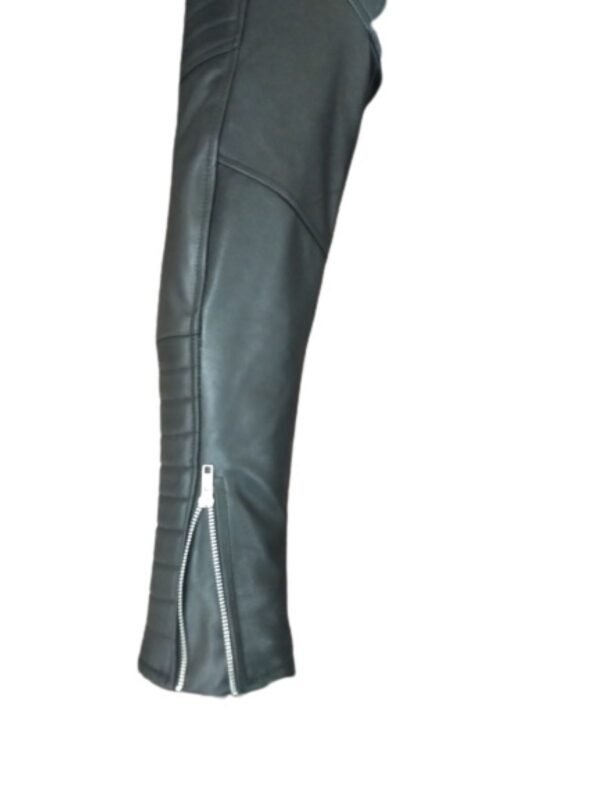 Men's Genuine Lambskin Biker Style Black Leather Jacket - Image 4