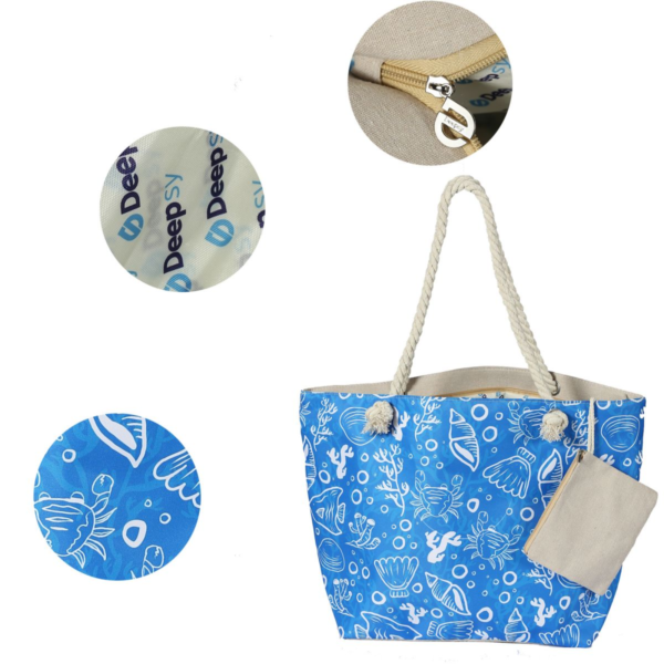 Canvas Beach Tote Bag For Women Waterproof Large Travel Beach Bags With Zipper Reusable Grocery Shopping Bags - Image 10
