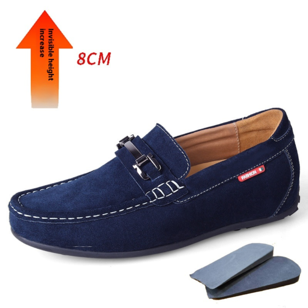 Matte Suede Cowhide Invisible Height Increasing Insole 8CM Men's Lazy Daily Driving Shoes - Image 7