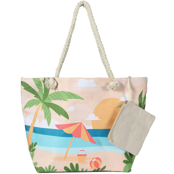 Canvas Beach Tote Bag For Women Waterproof Large Travel Beach Bags With Zipper Reusable Grocery Shopping Bags - Image 13
