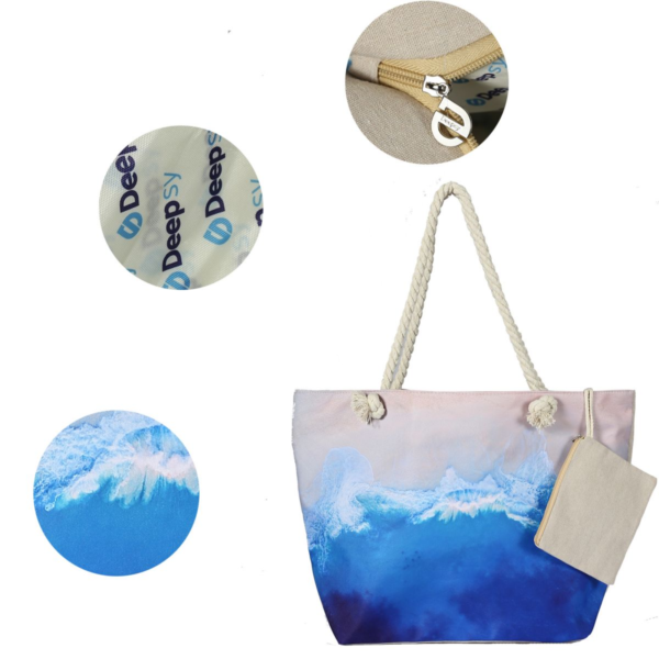 Canvas Beach Tote Bag For Women Waterproof Large Travel Beach Bags With Zipper Reusable Grocery Shopping Bags - Image 14
