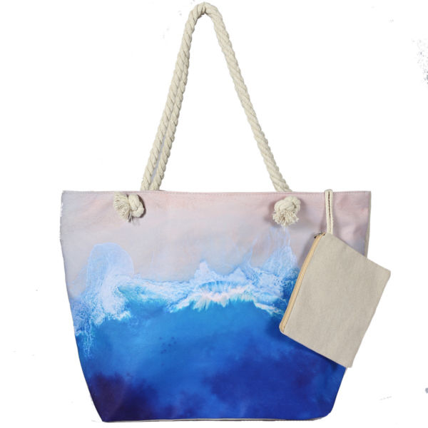 Canvas Beach Tote Bag For Women Waterproof Large Travel Beach Bags With Zipper Reusable Grocery Shopping Bags - Image 15