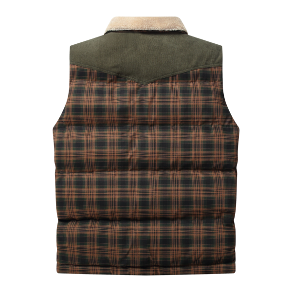 Men Neck Collar Warm Plaid Vest - Image 3