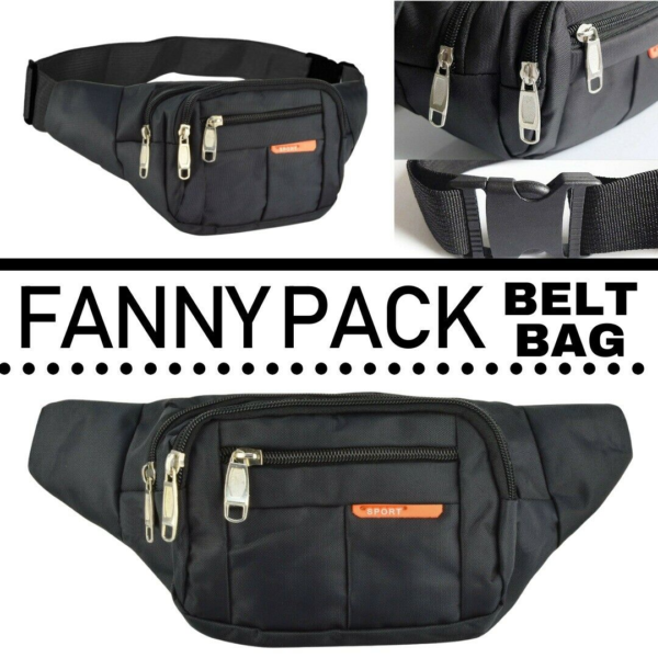 Waist Bag Fanny Pack For Men Women Hip Belt Bum Pouch Sport Travel Purse Unisex - Image 3