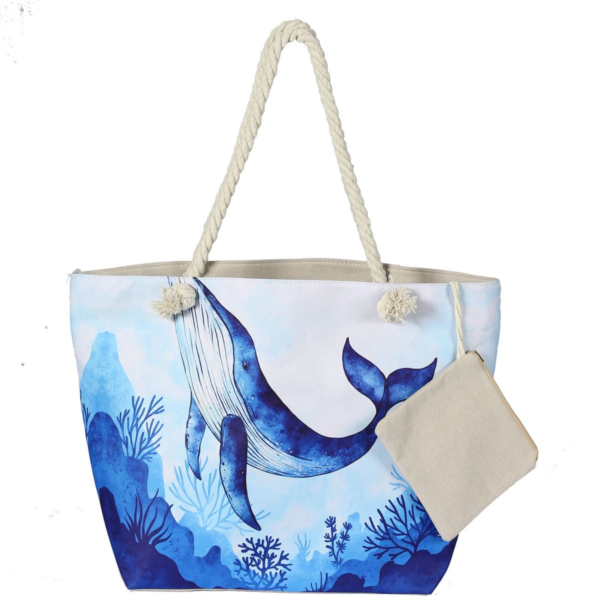 Canvas Beach Tote Bag For Women Waterproof Large Travel Beach Bags With Zipper Reusable Grocery Shopping Bags - Image 5