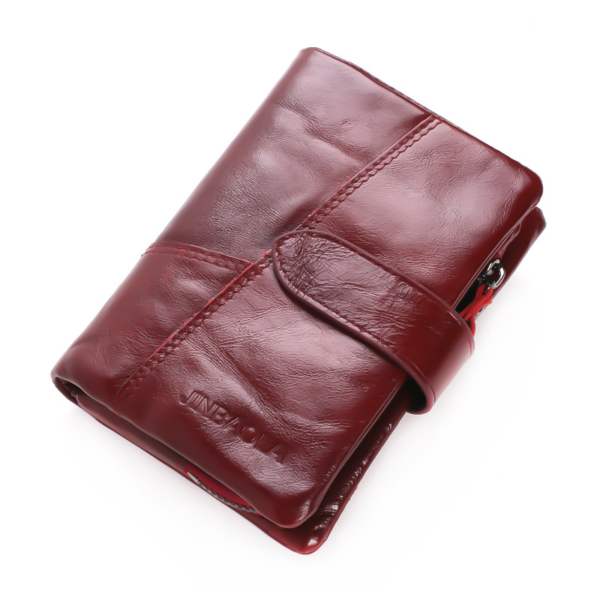 First Layer Cowhide Men's Wallet Vintage Zipper Buckle Leather Short Wallet - Image 7