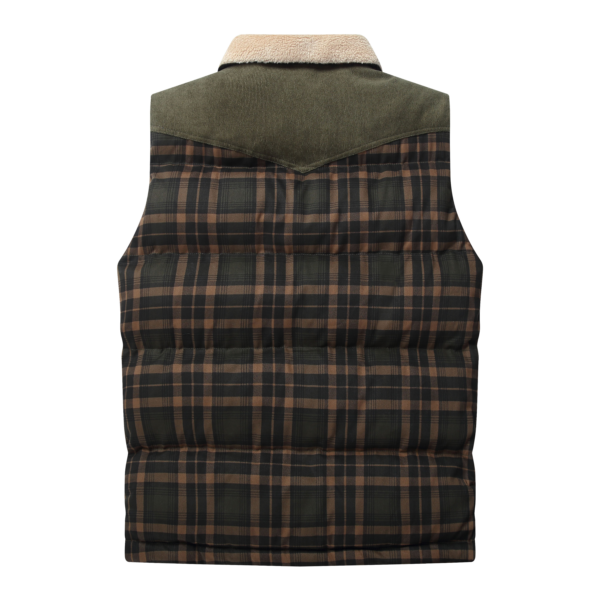 Men Neck Collar Warm Plaid Vest - Image 7
