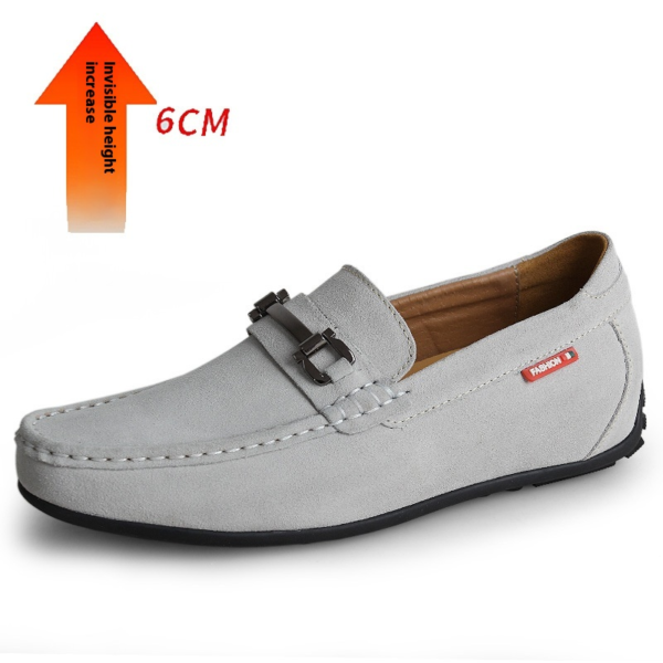 Matte Suede Cowhide Invisible Height Increasing Insole 8CM Men's Lazy Daily Driving Shoes - Image 3