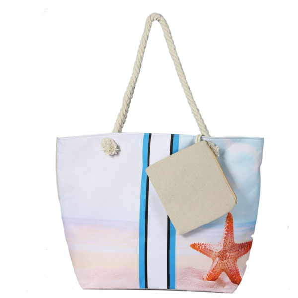 Canvas Beach Tote Bag For Women Waterproof Large Travel Beach Bags With Zipper Reusable Grocery Shopping Bags - Image 9