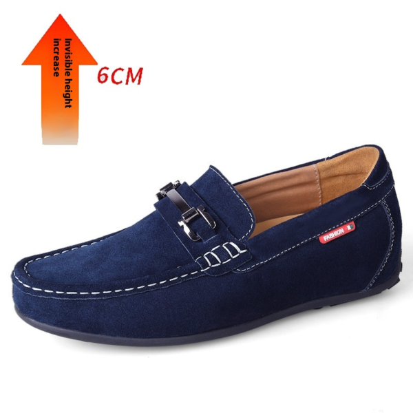 Matte Suede Cowhide Invisible Height Increasing Insole 8CM Men's Lazy Daily Driving Shoes - Image 4