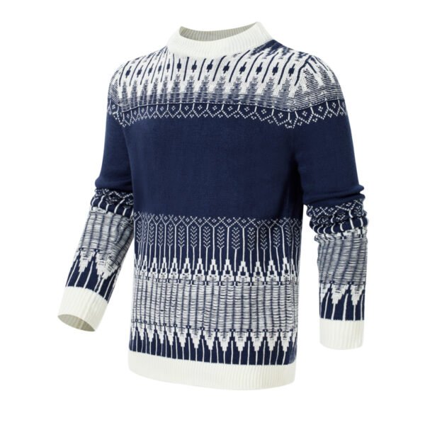 Men's Crewneck Pullover Sweater Unisex Fair Isle Long Sleeve Knitted Sweater - Image 3