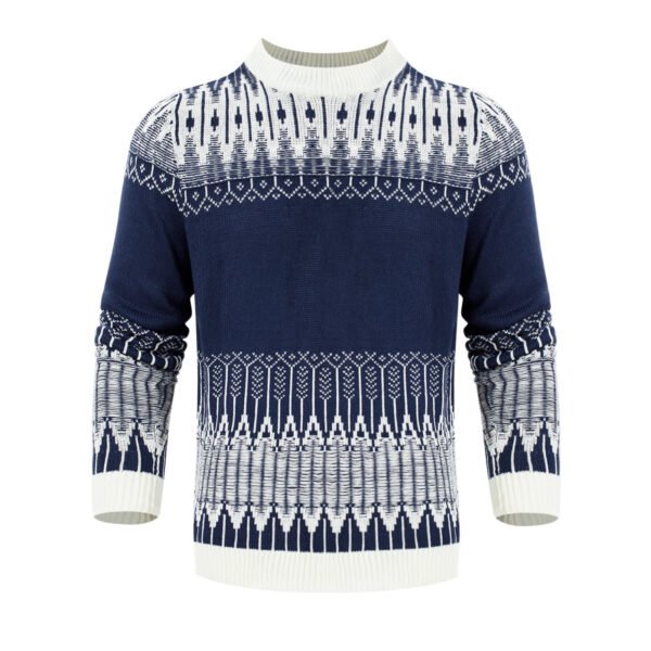 Men's Crewneck Pullover Sweater Unisex Fair Isle Long Sleeve Knitted Sweater - Image 7
