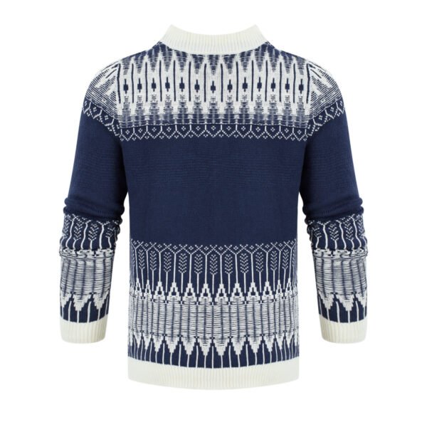 Men's Crewneck Pullover Sweater Unisex Fair Isle Long Sleeve Knitted Sweater - Image 5