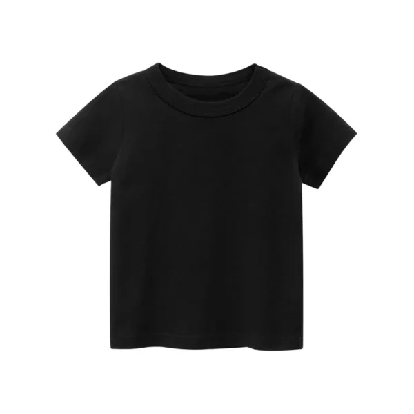 2024 Summer Girls Boys Solid T-Shirts Clothes 100% Pure Cotton Short Sleeve Yellow Red Green Kids UnderShirt Bottomming Clothing - Image 6