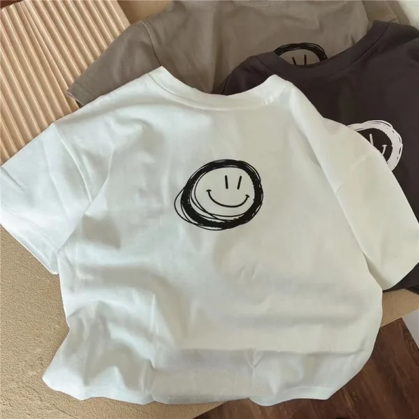 Children Simple TShirt Solid Color Versatile Short Sleeve Tops For Boys And Girls Summer New Baby Thin Cotton Bottoming Shirt - Image 4