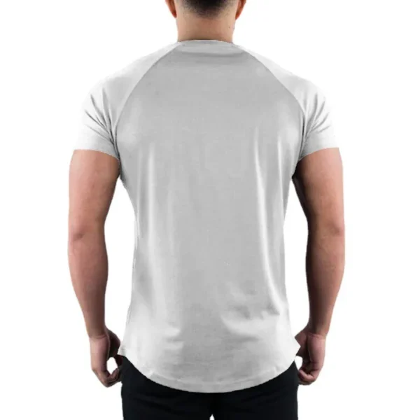 Plain Gym T-shirt Men Summer Fitness Clothing O-Neck Short Sleeve T shirt Cotton Slim Fit Tshirt Bodybuilding Workout Tees Tops - Image 4
