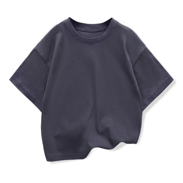 Kids Dropped Shoulder Short-sleeved T-shirt Summer New Pure Cotton Round Neck Loose Bottoming Shirt Student Sportswear 2-10Y - Image 4