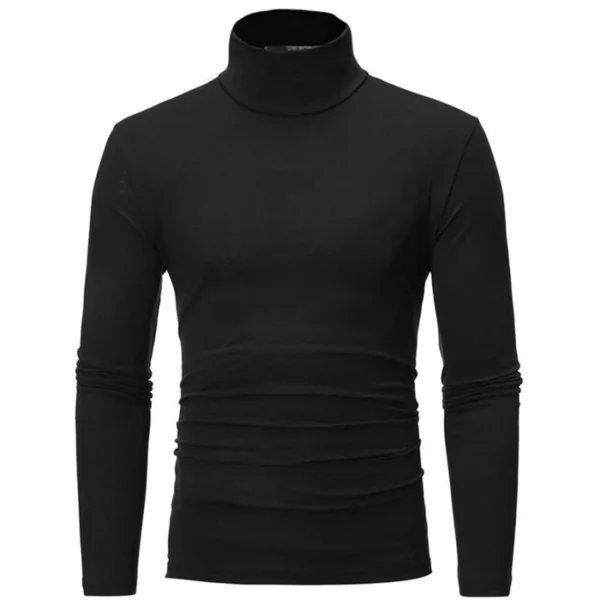 Autumn Winter Men's High Neck T-shirt Slim Fit Fashion High Elastic Long Sleeve Casual Breathable Apparel Pullover Thermal Tops - Image 2