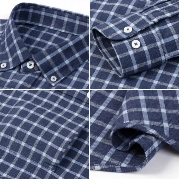 New 100% Pure Cotton Shirt Men's Plaid Shirt Long Sleeve Regular Fit Men Casual soft Comfortable Flannel Social Shirts 4XL 5XL - Image 3