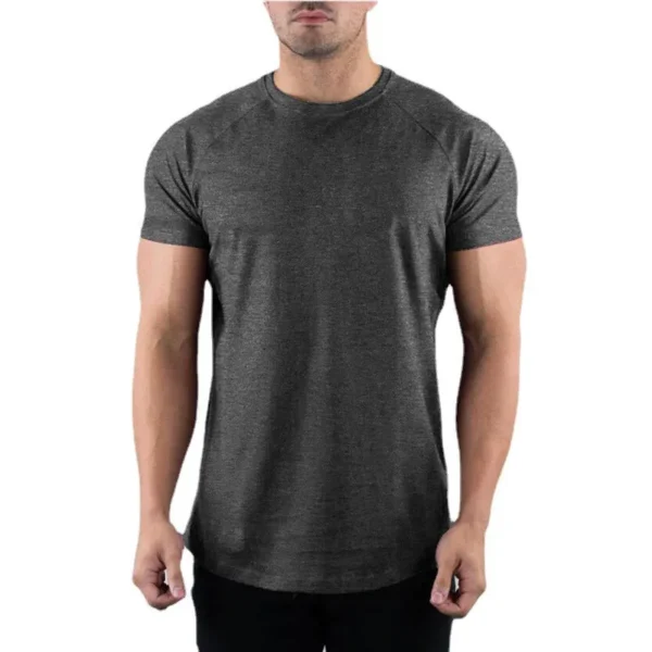 Plain Gym T-shirt Men Summer Fitness Clothing O-Neck Short Sleeve T shirt Cotton Slim Fit Tshirt Bodybuilding Workout Tees Tops - Image 6