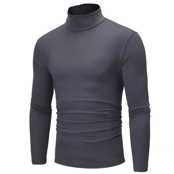 Autumn Winter Men's High Neck T-shirt Slim Fit Fashion High Elastic Long Sleeve Casual Breathable Apparel Pullover Thermal Tops - Image 4