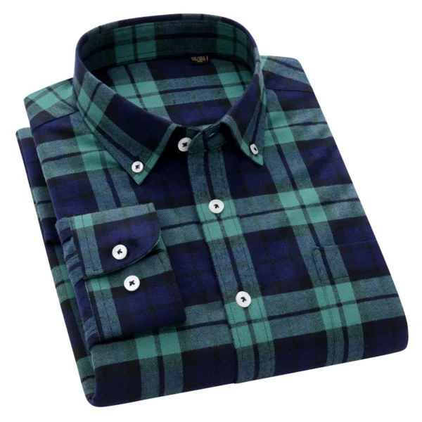 New 100% Pure Cotton Shirt Men's Plaid Shirt Long Sleeve Regular Fit Men Casual soft Comfortable Flannel Social Shirts 4XL 5XL