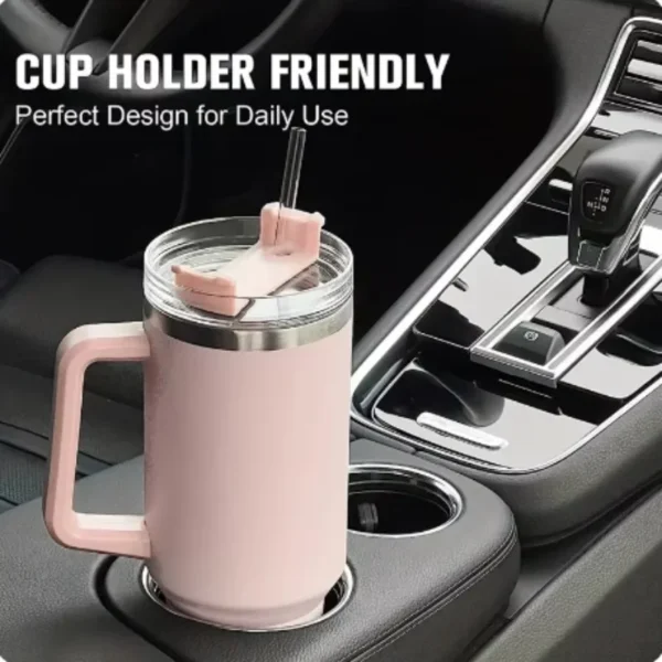 40oz Insulated Tumbler with Handle Straw Stainless Steel Water Bottle Vacuum Water Cold Warm Thermos Cup Coffee Mug Drinkware - Image 2