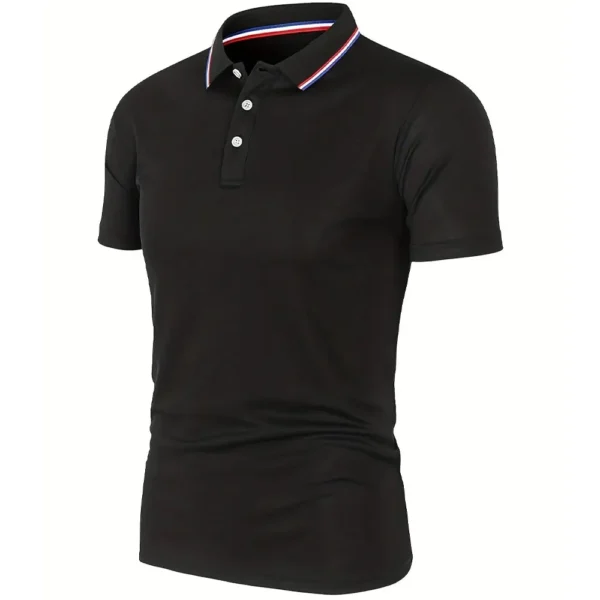 2023 Hot Sale Men's Summer Casual Breathable Comfortable Polo Shirt Men's Solid Color High Quality Short Sleeve T-Shirt - Image 3