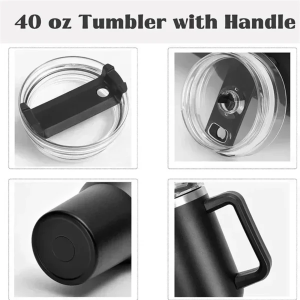 40oz 304 Stainless Steel Insulated Water Bottle,Thermal Coffee Car Cup, Cold Hot Mugs Vacuum Flask With Handle Straw,For Sport - Image 5