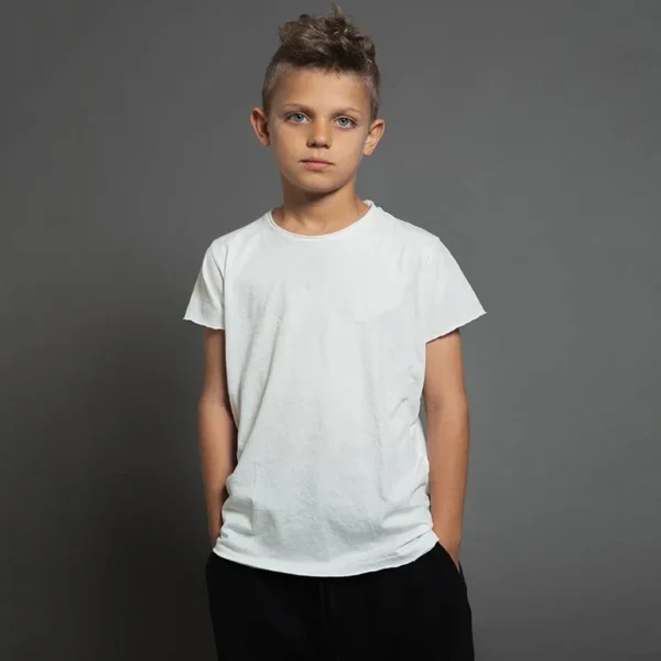 Summer Cotton Boys T Shirt Short Sleeve White Tshirt For Girl Solid Color Simple Children's Clothing T-Shirts For Children Tops - Image 3