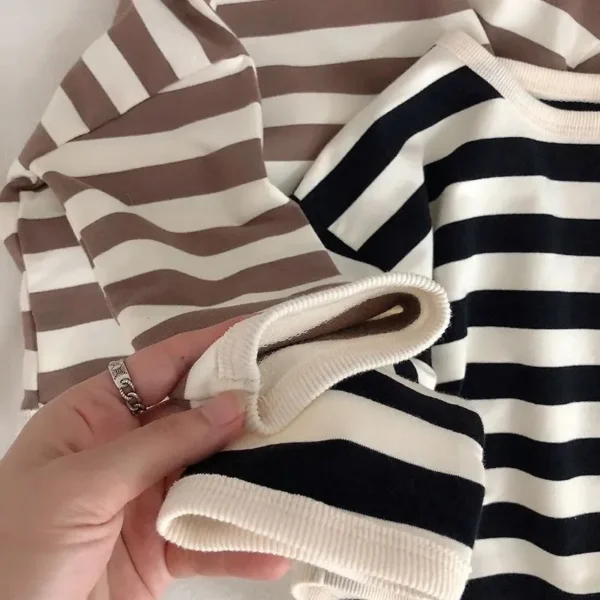 Fashion Children Boys Long Sleeve Striped T-shirt Tops Loose Kids Autumn Clothing Crewneck Pullover Baby Girl Blouse Sweatshirt - Image 3