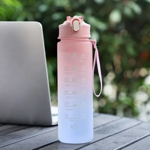 900ML Sports Water Bottle with Time Marker Leak-proof Cup Motivational Portable Water bottle for Outdoor Sport Fitness BPA Free - Image 2