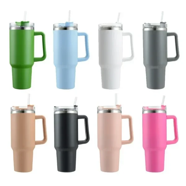 40oz Stainless Steel Water Bottle Car Coffee Mug Personalized Tumbler with Handle Lid Straw Vacuum Thermos Cup