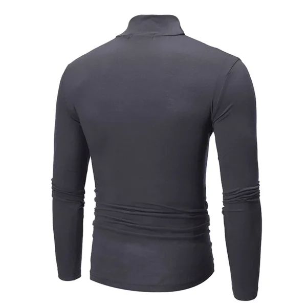 Autumn Winter Men's High Neck T-shirt Slim Fit Fashion High Elastic Long Sleeve Casual Breathable Apparel Pullover Thermal Tops - Image 3