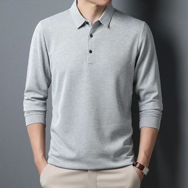 Men's Business Casual Polo Long Sleeve T-shirt Summer Comfortable Top
