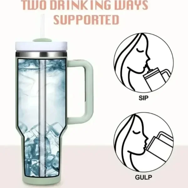 40oz Insulated Tumbler with Handle Straw Stainless Steel Water Bottle Vacuum Water Cold Warm Thermos Cup Coffee Mug Drinkware - Image 3