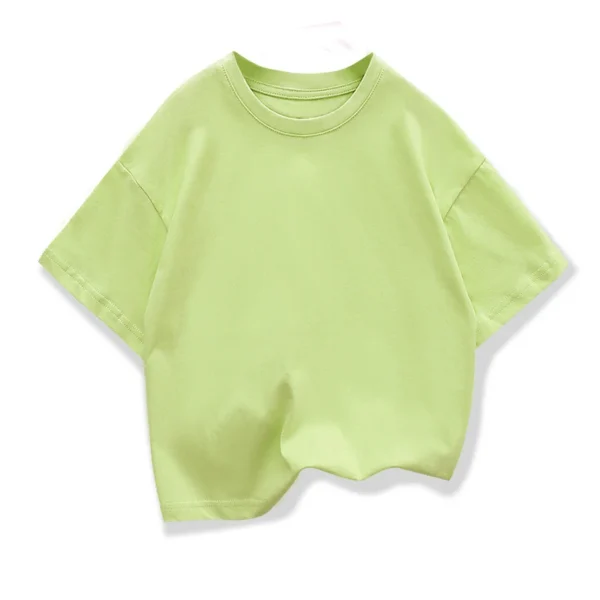 Summer Kids Multi-color Loose Short Sleeved Tshirt Solid Color Boys and Girls' Top Children's Pure Cotton Casual Student Tee