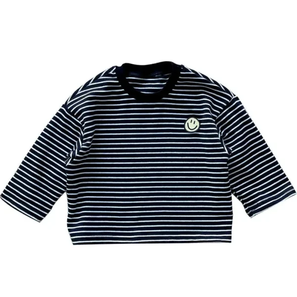 Striped Cute Baby Long Sleeved T-shirt Children Clothes Tops Boy's Sweatshirt Kids O-neck Pullover Blouse 1 2 3 4 5 6years - Image 6