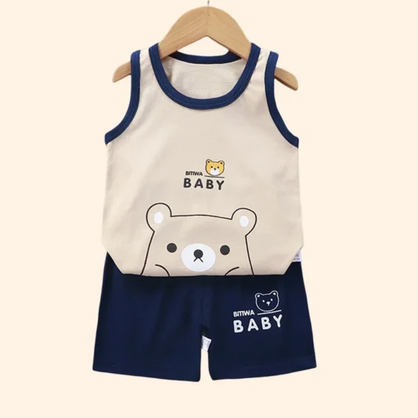 Children Sets Kids Clothes Boys Girls Vest Suit Summer Children's Clothing baby Cotton T-Shirts Shorts Tank Top Sleeveless - Image 2