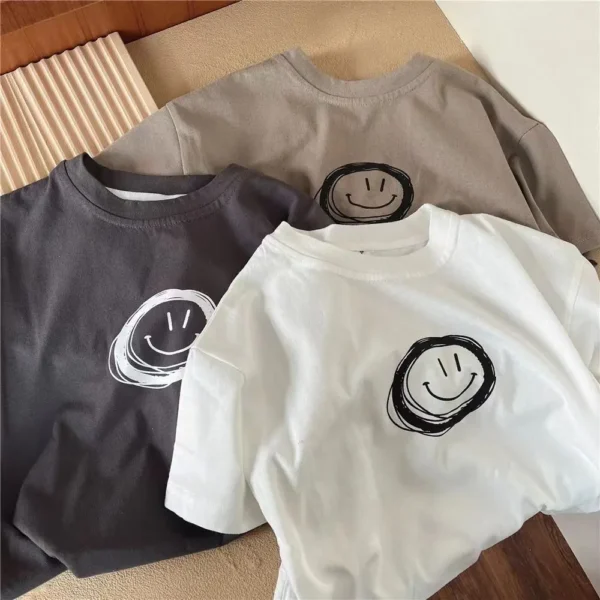 Children Simple TShirt Solid Color Versatile Short Sleeve Tops For Boys And Girls Summer New Baby Thin Cotton Bottoming Shirt - Image 2