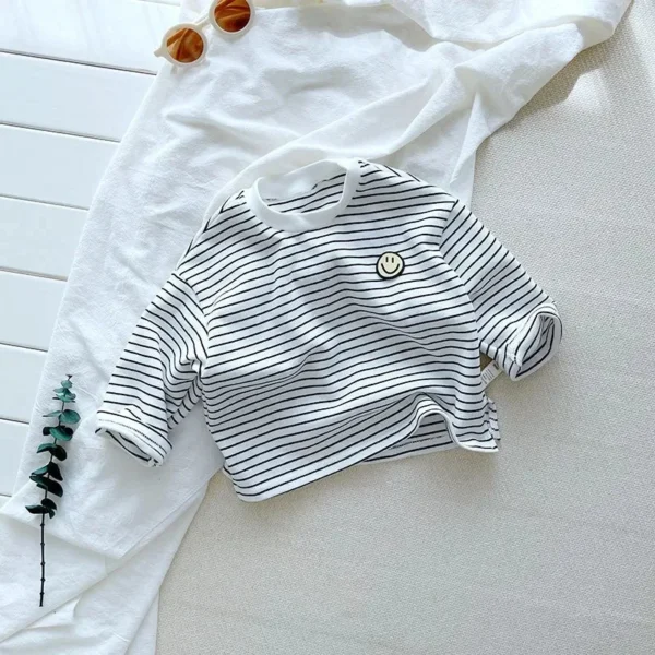 Striped Cute Baby Long Sleeved T-shirt Children Clothes Tops Boy's Sweatshirt Kids O-neck Pullover Blouse 1 2 3 4 5 6years - Image 3