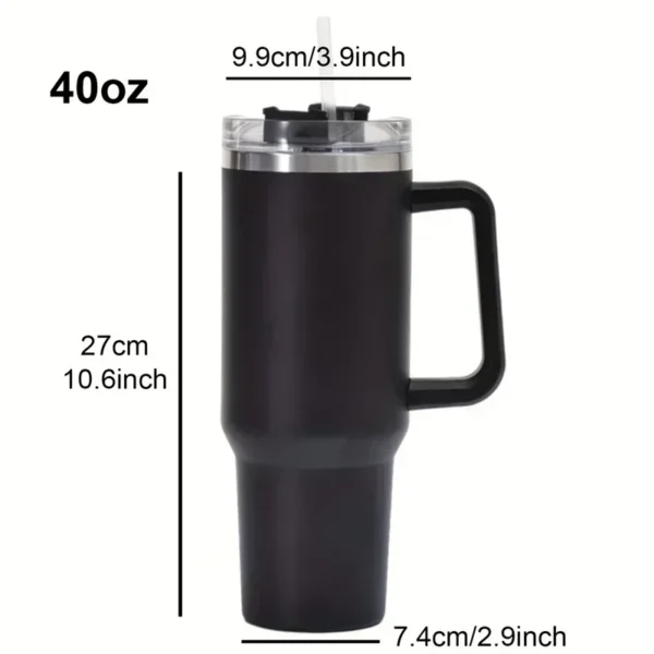 40oz 304 Stainless Steel Insulated Water Bottle,Thermal Coffee Car Cup, Cold Hot Mugs Vacuum Flask With Handle Straw,For Sport - Image 6