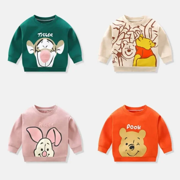 Brand New Design Hoodie Casual Spring Autumn Clothes Unisex Round Neck Long Sleeves Pullovers Toddler Cute Cotton Cartoon Tops