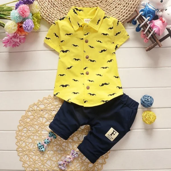 Summer New Cute Boy Suit Children's Printed Short-Sleeved Printed Shirt + Shorts Suit Children's Cotton Cute Baby Clothes - Image 2